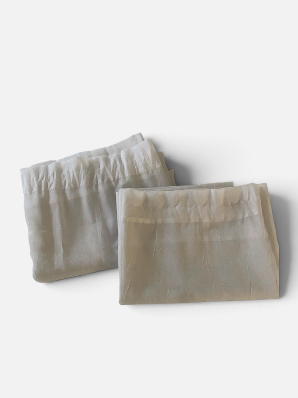 White Sheer Wrinkled Textured Style Curtains Panel Set of 2 51x84 Each Panel